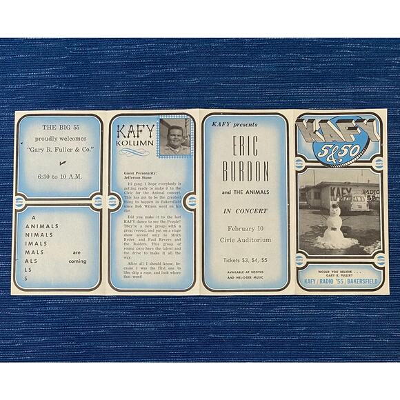 VTG Radio KAFY Music Survey Bakersfield CA Eric Burdon & The Animals Concert - Picture 3 of 3